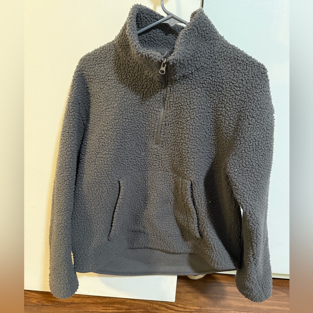 Cozy Gray Sherpa Pullover